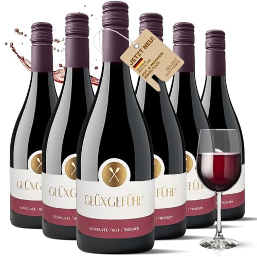 GlüxGefühl Cuvée Rotwein Trocken 6x 0,75l - Deutscher Cuvée Rotwein Trocken aus Bad-Sobernheim - Hochwertiger & Authentischer Rotwein - 6er-Pack Geburtstagsgeschenk für Frauen & Männer - Wein Geschenk GlüxGefühl Cuvée Rotwein Trocken 6x 0,75l - Deutscher Cuvée Rotwein Trocken aus Bad-Sobernheim - Hochwertiger & Authentischer Rotwein - 6er-Pack Geburtstagsgeschenk für Frauen & Männer - Wein Geschenk von GlüxGefühl
