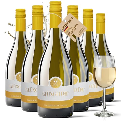 Glüxgefühl Weißwein Grauburgunder Trocken 6x 0,75l - Deutscher Weißwein trocken aus Bad-Sobernheim - Pinot Grigio White Wine - Hochwertiger Weisswein Trocken - 6er-Pack Geschenk Glüxgefühl Weißwein Grauburgunder Trocken 6x 0,75l - Deutscher Weißwein trocken aus Bad-Sobernheim - Pinot Grigio White Wine - Hochwertiger Weisswein Trocken - 6er-Pack Geschenk von GlüxGefühl