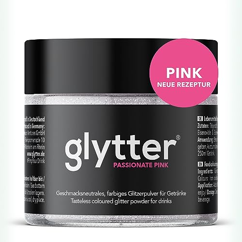 Glytter Glitzerpulver für Getränke (Pink) - essbarer Glitzer für Drinks & Flüssigkeiten, z.B. für Likör, Sekt, Cocktails - trinkbares & geschmacksneutrales Glitzerpuder, Glitzer-Staub von Glytter