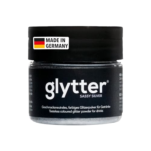 Glytter Glitzerpulver für Getränke (Silber) - essbarer Glitzer für Drinks & Flüssigkeiten, für Likör, Sekt, Cocktails - trinkbares & geschmacksneutrales - Glitzerpuder, Glitzer-Staub von Glytter