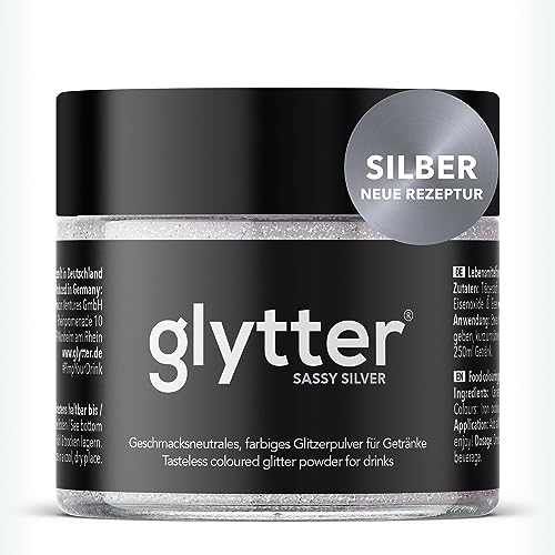 Glytter Glitzerpulver für Getränke (Silber) - essbarer Glitzer für Drinks & Flüssigkeiten, für Likör, Sekt, Cocktails - trinkbares & geschmacksneutrales - Glitzerpuder, Glitzer-Staub von Glytter