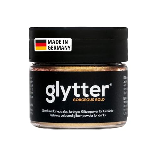 Glytter Glitzerpulver für Getränke (Gold) - essbarer Glitzer für Drinks & Flüssigkeiten, z.B. für Likör, Sekt, Cocktails - trinkbares & geschmacksneutrales Glitzerpuder, Staub von Glytter