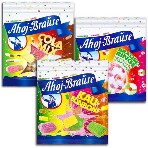 3 er Pack Ahoj Brause 1x Cola Mix + 1 x Brause Ringe +1x Kau Bonbons 3 x 150 g 3 er Pack Ahoj Brause 1x Cola Mix + 1 x Brause Ringe +1x Kau Bonbons 3 x 150 g von Gmbh