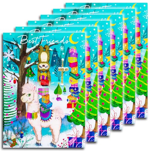 6 er Pack Lama Best Friends Adventskalender mit Schokolade, Schoko Weihnachts Kalende 6 x 75 g zum Sonderpreis!!!! von Gmbh