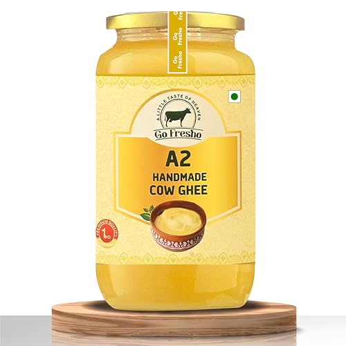 Go Fresho A2 Desi Kuh Ghee | Vedische Bilona-Methode | Rein, Natürlich & Gesund | 1000 ml Glasflasche mit Löffel Go Fresho A2 Desi Kuh Ghee | Vedische Bilona-Methode | Rein, Natürlich & Gesund | 1000 ml Glasflasche mit Löffel von Go Fresho