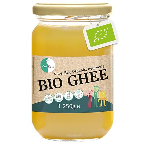 Go-Keto BIO Ghee, 1250g - 100% geklärte Butter, BIO zertifiziert, Ayurveda, perfekt für die Keto Diät und ideal zum Backen und Braten, Laktosefrei, Glutenfrei, non GMO von Go-Keto