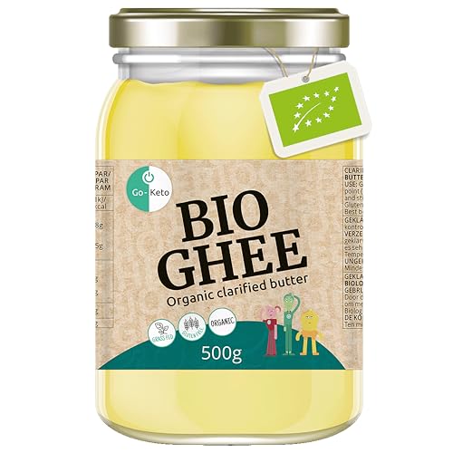 Go-Keto BIO Ghee 500g - geklärte Butter von grasgefütterten Kühen, BIO zertifiziert, Ayurveda, perfekt für die Keto Diät, ideal zum Backen und Braten, laktosefrei, glutenfrei, non GMO Go-Keto BIO Ghee 500g - geklärte Butter von grasgefütterten Kühen, BIO zertifiziert, Ayurveda, perfekt für die Keto Diät, ideal zum Backen und Braten, laktosefrei, glutenfrei, non GMO von Go-Keto