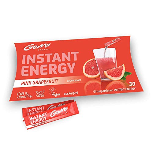 GoMo ENERGY® Energie Getränkepulver zuckerfrei│ natürliches Grapefruit-Aroma │ Energy Boost mit 80mg Koffein, Vitamin-B-Komplex hochdosiert + Niacin für mehr Leistung │ PINK GRAPEFRUIT 30 Portionen von GoMo