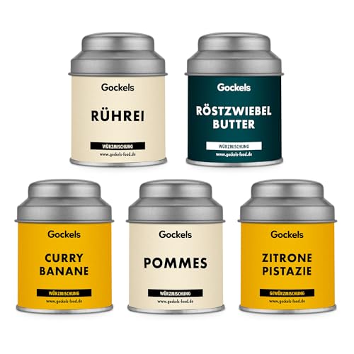 Gockels Einsteiger Set | Rührei, Röstzwiebelbutter, Curry Banane, Pommes, Zitrone Pistazie | handgemachte Gewürzmischung | Gockels Food Genussmanufaktur | z.T. Zutaten aus eigenem Anbau Gockels Einsteiger Set | Rührei, Röstzwiebelbutter, Curry Banane, Pommes, Zitrone Pistazie | handgemachte Gewürzmischung | Gockels Food Genussmanufaktur | z.T. Zutaten aus eigenem Anbau von Gockels