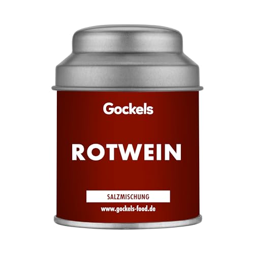 Rotwein Salz – Edles Meersalz veredelt mit französischem Rotwein – Aromasalz für Fleisch, Fisch, Käse, Gemüse & mehr – Gourmetsalz in Schontrocknung hergestellt – 100% Natur – 70g von Gockels