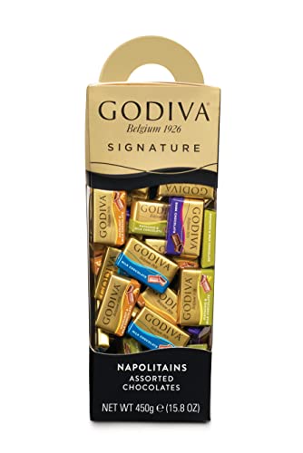 Godiva Signature Tower Napoliten Pralinen - Sortiment aus Milchschokolade, Milchpistazie, Milchhaselnuss und intensiver dunkler Schokolade-450gr von Godiva Chocolatier