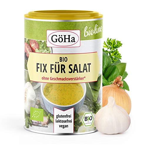 GöHa BIO Fix für Salat / Bio-Salatsauce laktosefrei, glutenfrei & vegan / Salatsoße Bio aus besten Zutaten / Bio Kräutermischung ohne Geschmacksverstärker / Salatgewürz mit Nährstoffen (1x 200g) GöHa BIO Fix für Salat / Bio-Salatsauce laktosefrei, glutenfrei & vegan / Salatsoße Bio aus besten Zutaten / Bio Kräutermischung ohne Geschmacksverstärker / Salatgewürz mit Nährstoffen (1x 200g) von GöHa
