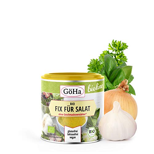 GöHa BIO Fix für Salat / Bio-Salatsauce laktosefrei, glutenfrei & vegan / Salatsoße Bio aus besten Zutaten / Bio Kräutermischung ohne Geschmacksverstärker / Salatgewürz mit Nährstoffen (1x 100g) GöHa BIO Fix für Salat / Bio-Salatsauce laktosefrei, glutenfrei & vegan / Salatsoße Bio aus besten Zutaten / Bio Kräutermischung ohne Geschmacksverstärker / Salatgewürz mit Nährstoffen (1x 100g) von GöHa