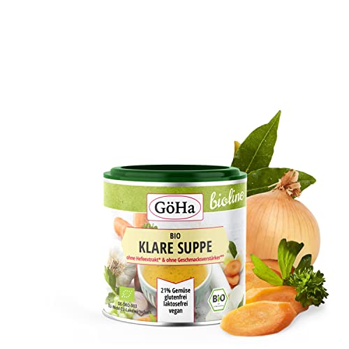 GöHa Bio Klare Suppe / BIO-Suppe / Bio Gemüsebrühe ohne Geschmacksverstärker / Vegane Lebensmittel / Bio Gewürze ohne Palmöl / Bio-Suppenpulver mit natürlichen Zutaten (1x 108g) von GöHa