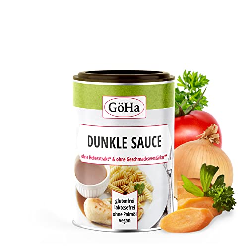 GöHa Dunkle Soße ohne Hefeextrakt / Bratensauce ohne Geschmacksverstärker / Leckere Sauce zu Braten / Sauce ohne Palmöl und Glutamat / Dunkle Soße glutenfrei und fettfrei (1x 200g) von GöHa