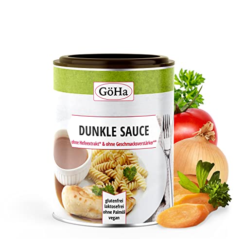 GöHa Dunkle Soße ohne Hefeextrakt/Bratensauce ohne Geschmacksverstärker/Leckere Sauce zu Braten/Sauce ohne Palmöl und Glutamat/Dunkle Soße glutenfrei und fettfrei (1x 450g) von GöHa