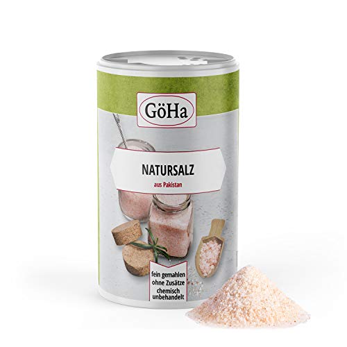 GöHa Himalaya-Salz / Natursalz aus Pakistan / Rosa Kristallsalz für vielfältige Einsatzmöglichkeiten in der Küche / Genussvolles Essen dank Natursalz / Himalaya-Salz fasziniert (1x 225g Streuer) von GöHa