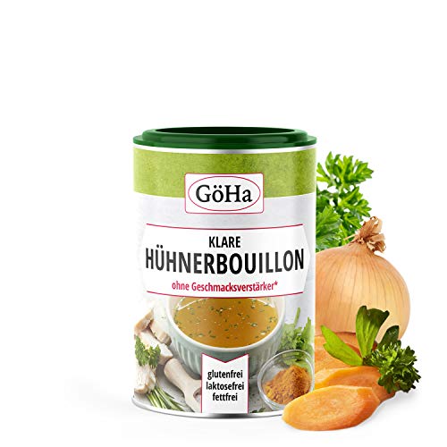 GöHa Hühner-Bouillon ohne Geschmacksverstärker / Klare Hühner-Bouillon / Gekörnte Brühe mit aromatischen Kräutern / Hühnerbrühe-Pulver / Bouillon / Hühner-Gewürz aus hochwertigen Zutaten (1x 270g) GöHa Hühner-Bouillon ohne Geschmacksverstärker / Klare Hühner-Bouillon / Gekörnte Brühe mit aromatischen Kräutern / Hühnerbrühe-Pulver / Bouillon / Hühner-Gewürz aus hochwertigen Zutaten (1x 270g) von GöHa