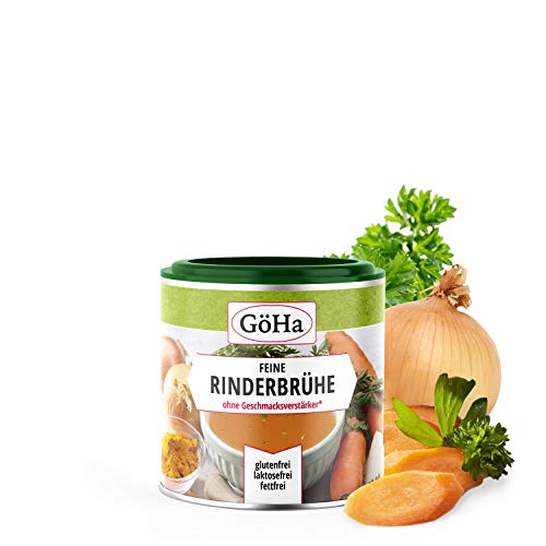 GöHa Rinderbrühe ohne Geschmacksverstärker und Zusatzstoffe / Fleischbrühe / Rindsbouillon / Glutenfreie Lebensmittel / Brühe ohne Glutamat / Vielseitige gekörnte Brühe für jede Küche (1x 130g) GöHa Rinderbrühe ohne Geschmacksverstärker und Zusatzstoffe / Fleischbrühe / Rindsbouillon / Glutenfreie Lebensmittel / Brühe ohne Glutamat / Vielseitige gekörnte Brühe für jede Küche (1x 130g) von GöHa