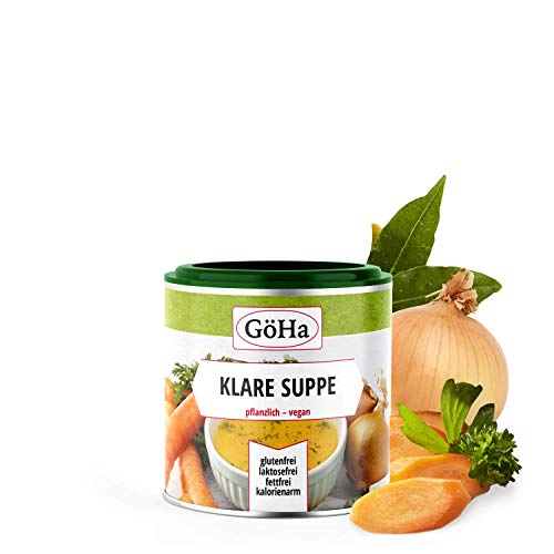 GöHa Vegetarische Klare Suppe / Vegane Suppe / Glutenfreie & Vegane Lebensmittel / Klare Gemüsebrühe kalorienarm / Vegetarische Suppe aus hochwertigen Zutaten / Suppenpulver (1x 120g) von GöHa
