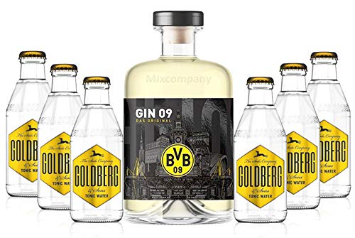 BVB Gin 09 Das Original 0,5l 500ml (43% Vol) + 6xGoldberg Tonic Water 0,2l MEHRWEG inkl. Pfand Gin Tonic Bar- [Enthält Sulfite] von Goldberg-Goldberg