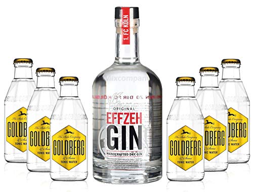 Effzeh Handcrafted Dry Gin 0,5l 500ml (42% Vol) + 6xGoldberg Tonic Water 0,2l MEHRWEG inkl. Pfand Gin Tonic Bar- [Enthält Sulfite] von Goldberg