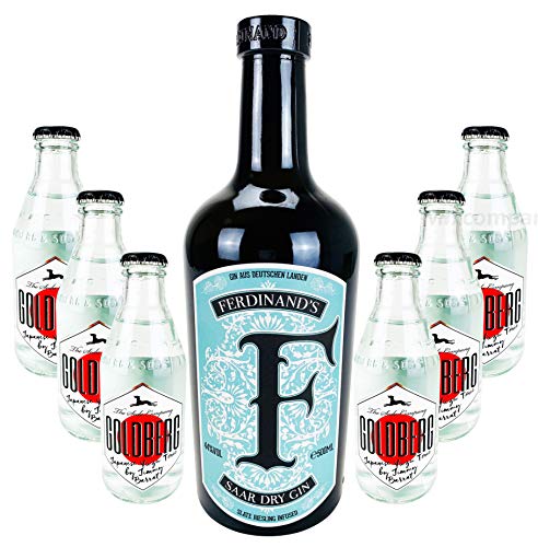 Ferdinands Saar Dry Gin 0,5l (44% Vol) + 6x Goldberg Japanese Yuzu Tonic 0,2l MEHRWEG Bar Longdrink Cocktail Sammlung Gin Tonic inkl. PFAND- [Enthält Sulfite] von Goldberg-Goldberg