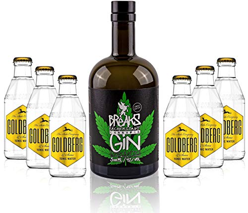 Gin Tonic Set - Breaks Cannabis Gin 50cl (42% Vol) + 6x Goldberg Tonic Water 200ml inkl. Pfand MEHRWEG -[Enthält Sulfite] von Goldberg-Goldberg
