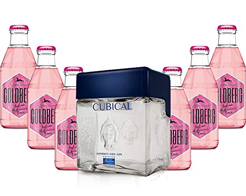 Gin Tonic Set - Cubical London Dry Gin 0,7l (40% Vol) + 6x Goldberg Indian Hibiscus Tonic 200ml inkl. Pfand MEHRWEG -[Enthält Sulfite] von Goldberg-Goldberg