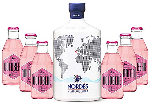 Nordes Atlantic Galician Gin aus Galizien 0,7l (40% Vol) + 6x Goldberg Indian Hibiscus Tonic 0,2l MEHRWEG inkl. Pfand- [Enthält Sulfite] von Goldberg-Goldberg