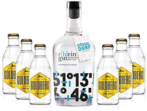 r[h]eingin Handcrafted Dry Gin 0,5l 500ml (46% Vol) + Goldberg Tonic Water 0,2l MEHRWEG inkl. Pfand Gin Tonic Bar- [Enthält Sulfite] von Goldberg-Goldberg
