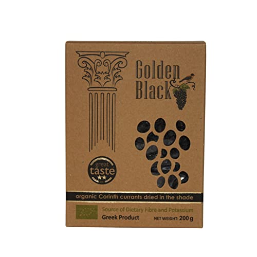 Golden Black Griechische Schwarze Bio Rosinen - Korinthen 200 g, 3er Pack (3 X 200g) von Golden Black