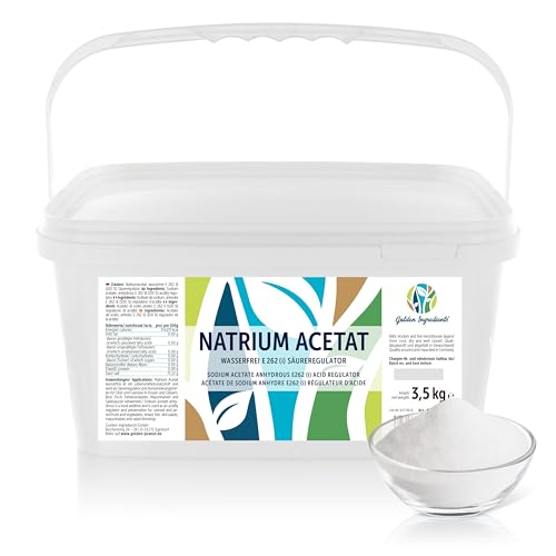 Golden Ingredients Natriumacetat E 262 (i) 3,5 kg - Natrium Acetat Säureregulator, Lebensmittelzusatzstoff, Konservierung von Golden Ingredients
