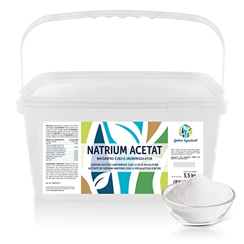 Golden Ingredients Natriumacetat E 262 (i) 3,5 kg - Natrium Acetat Säureregulator, Lebensmittelzusatzstoff, Konservierung von Golden Ingredients