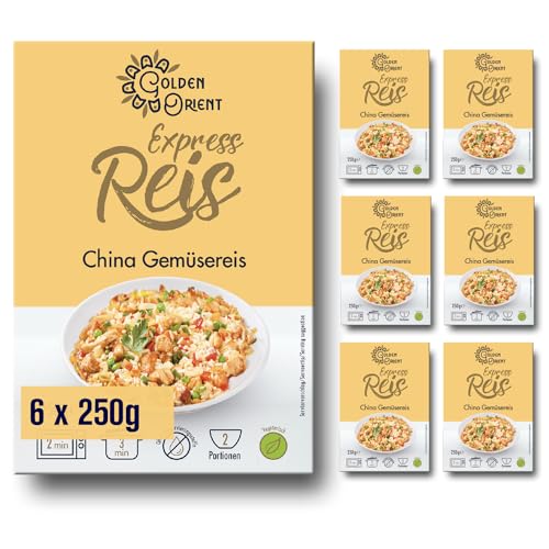 Golden Orient China Gemusereis, 6 Packungen Fertiggerichte (6 x 250g) Mikrowelle/Pfanne schnell & einfach zubereitet Chinesisch Reis von Golden Orient