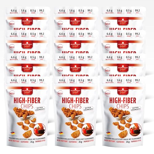 GOLDEN PEANUT Gourmet High-Fiber Chips Paprika Style 12 x 25 g Beutel, sättigender Ballaststoff Snack, Omega-3, vegan und glutenfrei GOLDEN PEANUT Gourmet High-Fiber Chips Paprika Style 12 x 25 g Beutel, sättigender Ballaststoff Snack, Omega-3, vegan und glutenfrei von Golden Peanut Gourmet