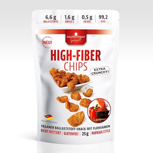 GOLDEN PEANUT Gourmet High-Fiber Chips Paprika Style 25 g Beutel, sättigender Ballaststoff Snack, Omega-3, vegan und glutenfrei GOLDEN PEANUT Gourmet High-Fiber Chips Paprika Style 25 g Beutel, sättigender Ballaststoff Snack, Omega-3, vegan und glutenfrei von Golden Peanut Gourmet