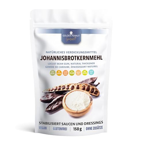 GOLDEN PEANUT Gourmet Johannisbrotkernmehl 150 g, natürliches Verdickungsmittel, veganer Ei-Ersatz, glutenfrei, Backen und Kochen, Eisherstellung von Golden Peanut Gourmet