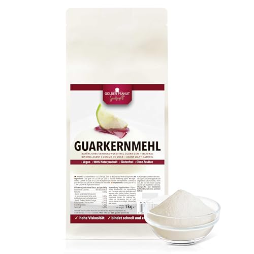 GOLDEN PEANUT Gourmet Guarkernmehl 3500 cps Viskosität 1 kg, zum Andicken von Speisen und Gebäck, vegan und glutenfrei von GOLDEN PEANUT