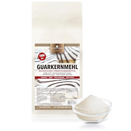 GOLDEN PEANUT Gourmet Guarkernmehl hochviskos 1 kg, glutenfreies Verdickungsmittel, Bindemittel, Backen, Kochen, Eisherstellung von GOLDEN PEANUT