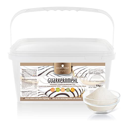 GOLDEN PEANUT Gourmet Guarkernmehl hochviskos 5 kg, glutenfreies Verdickungsmittel, Bindemittel, Backen, Kochen, Eisherstellung von GOLDEN PEANUT