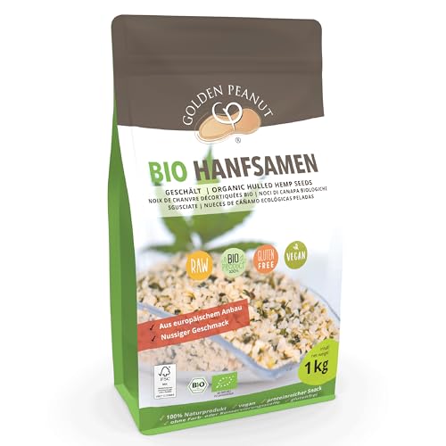 GOLDEN PEANUT Bio Hanfsamen 1 kg - geschälte Hanfnüsse, Hemp Seeds, Bio Qualität aus Frankreich, Omega 3+6 von GOLDEN PEANUT
