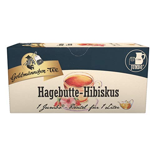 Goldmännchen Jumbo Tee Hibiskus-Hagebutte, Hagebuttentee, Hibiskustee, 20 Teebeutel, Große Beutel, 3116 von Goldmännchen Tee