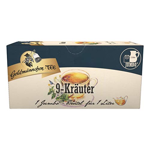 Goldmännchen Jumbo Tee Thüringer 9-Kräuter, Kräutertee, 20 Teebeutel, Große Beutel, 3119 von Goldmännchen Tee