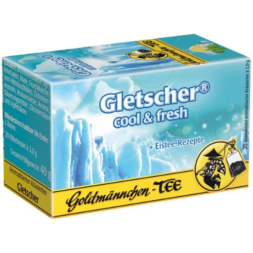 Goldmännchen Tee Gletscher cool und fresh, 20 einzeln versiegelte Teebeutel, 3er Pack (3 x 40 g) von Goldmännchen Tee