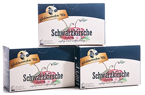 Goldmännchen Tee Schwarzkirsche, 20 Teebeutel, 3er Pack (3 x 55 g) von Goldmännchen