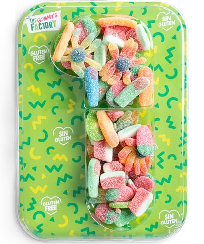 Geburtstag Süßigkeiten Box Nº1 Weingummi Kuchen - Glutenfreie Süßigkeiten Kindergeburtstag Lecker und Perfekt Für Jede Feier - Birthday Cake Party Number 500g Candy Box von Gommy´s Factory