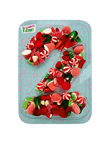 Gommy´s Factory Geburtstag Süßigkeiten Box Nº2 Weingummi Kuchen - Süßigkeiten Kindergeburtstag Lecker und Perfekt Für Jede Feier - Birthday Cake Party Number 500g Candy Box von Gommy´s Factory