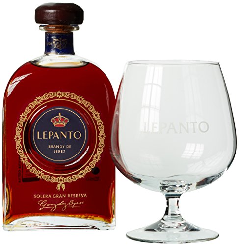 Gonzales Byass Lepanto Solera Gran Reserva Brandy de Jerez in Geschenkverpackung plus Glas (1 x 0.7 l) von Gonzales Byass