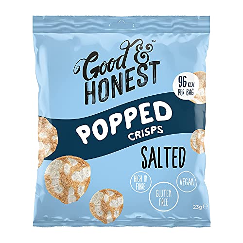 Good & Honest Popped Crisps Glutenfreie Kneipen-Snacks, Kern-Meersalzgeschmack, 24 x 23 g von Good & Honest